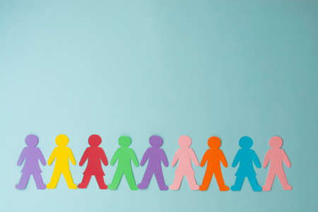 Paper cut colorful people, inclusion, community childhood conceptの写真素材