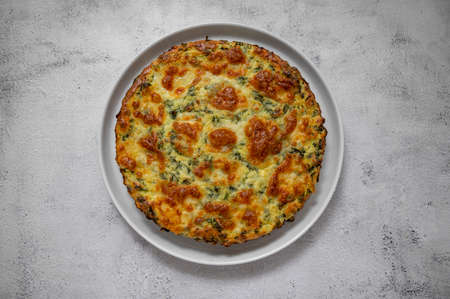 Spinach quiche healthy homemade tart with spinach, cheese