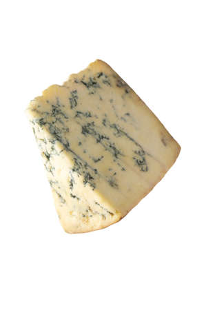 Blue cheese, dor blue or roquefort mold cheese slice isolated on white