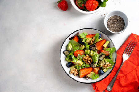 Strawberry and blueberry salad, healthy eating summer food