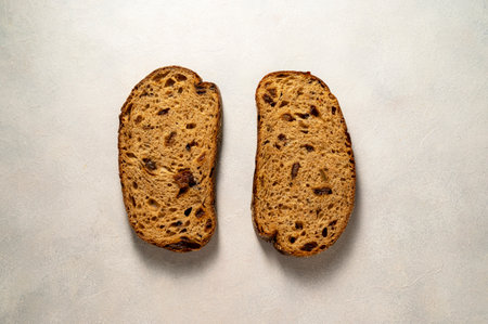 Multi grain bread with slices, closeup