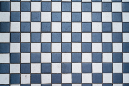 Black and white checkered english floor tiles texture backgroundの写真素材