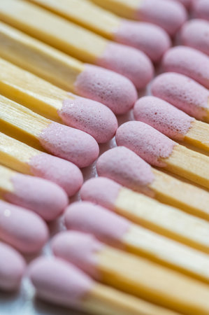 Pink matches sticks on bright background, macro photoの写真素材