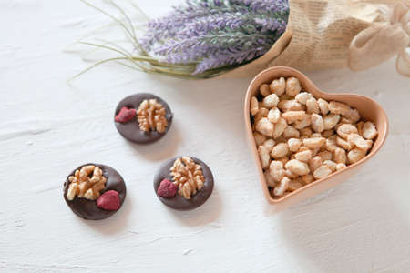 Mix nuts, dry fruits and chocolate
