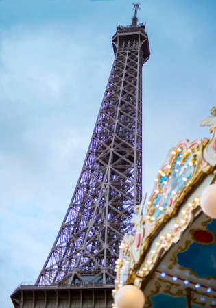 Eiffel tower silhouette in Paris city. Eiffel Tower in paris France during sunny day. paris eiffel...
