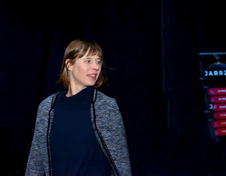 TALLINN, ESTONIA - APRIL 1, 2017: Estonian President KERSTI KALJULAID at the conference. April 1, 2017 in Tallinn Estoniaのeditorial素材