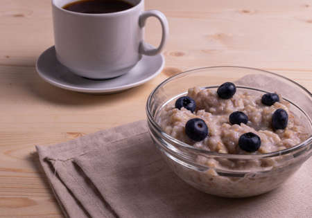 oat meal porridge as healthy organic vegan breakfast conceptの写真素材