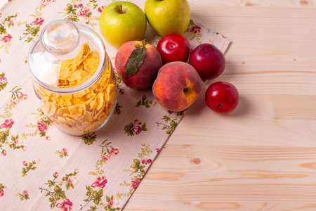 fresh fruit for breakfast conceptの写真素材