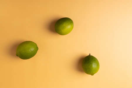citruses on the yellow. top viewの写真素材