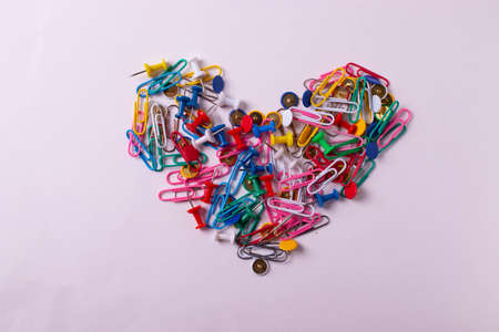 different stationary items on the office or student's deskの写真素材