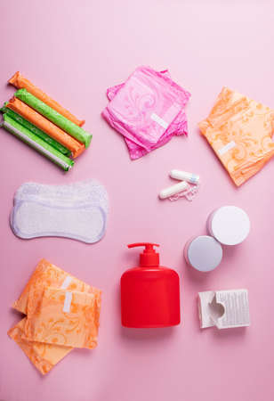 individual hygeine items for females during menstruation periodの写真素材
