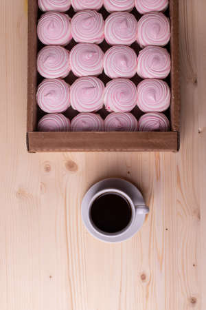 many pink round sweet marshmellowsの写真素材