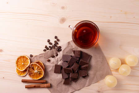 pieces of black chocolate