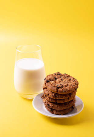 homemade oatmeal cookies on rustic backgroundの写真素材