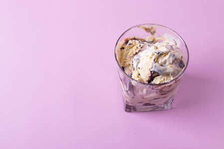 coconut chocolate vanilla ice creamの写真素材
