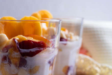 coconut and peach ice creamの写真素材