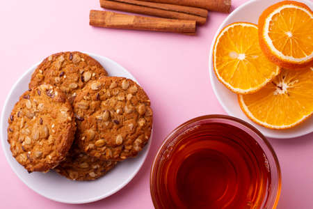 tasty homemade musli cookies as a yummy snack concept