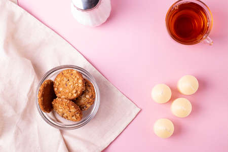 tasty homemade musli cookies as a yummy snack conceptの写真素材