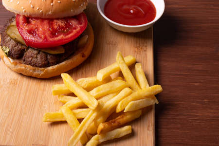 burger on rustic surface
