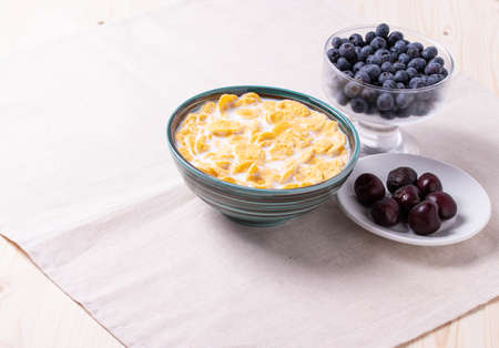 crispy cornflakes as breakfast conceptの写真素材