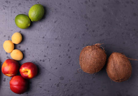 tropic fruit on blackの写真素材