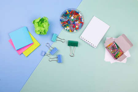 schooling, studying or office concept on mint background