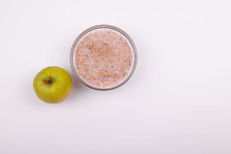 morning oat porridge with fruitの写真素材