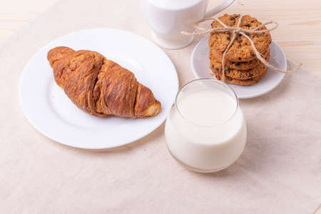 homemade oatmeal cookies on rustic backgroundの写真素材