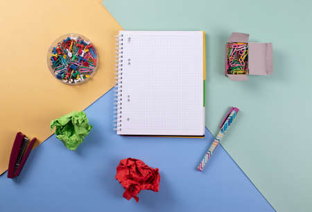 schooling concept represented by different stationary itemsの写真素材