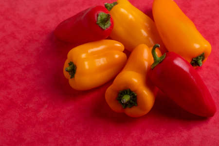 red and yellow pepperの写真素材