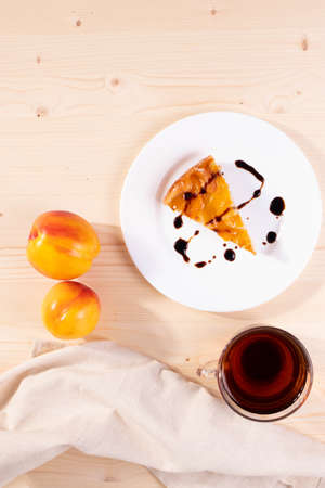 delicious natural homemade peach apricot cinnamon and honey pieの写真素材