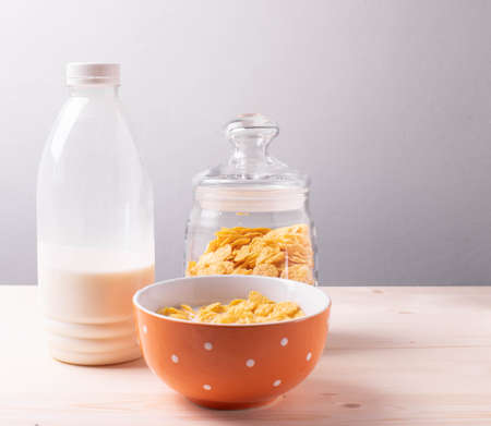 crispy cornflakes as breakfast conceptの写真素材
