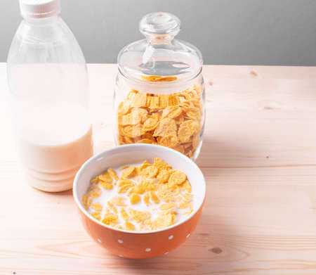crispy cornflakes as breakfast conceptの写真素材