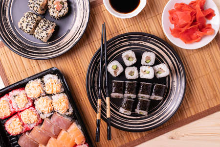 asian rice tuna rollsの写真素材