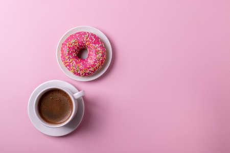 sweet yummy pink doughnutsの写真素材