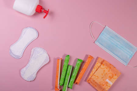 individual hygeine items for females during menstruation periodの写真素材