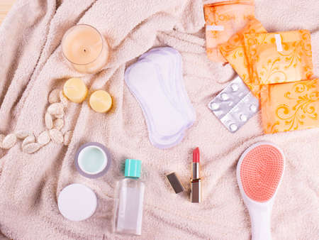 female hygeine items backgroundの写真素材