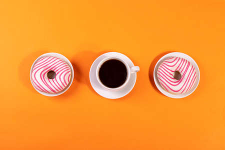 yummy sweet pink and white striped icing doughnut