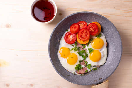 fried eggsの写真素材