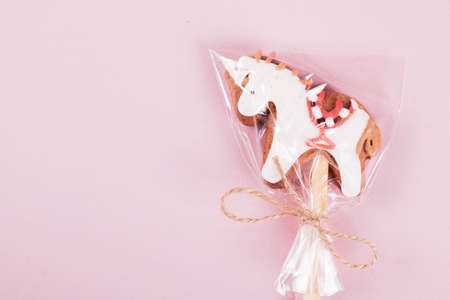 sweet yummy festive colorful lollipops on light blue background. copy space for text. minimalism...