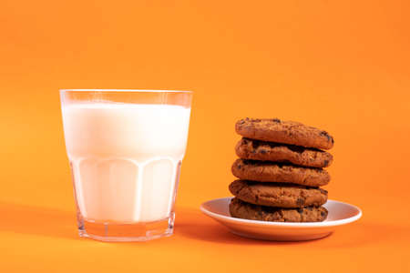 homemade oatmeal cookies on ginger backgroundの写真素材