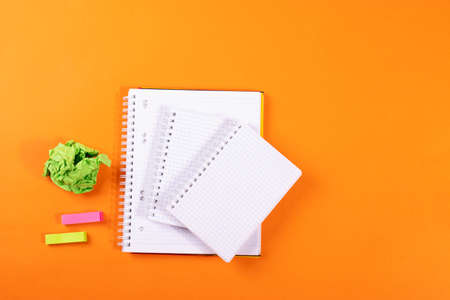 stationary concept on orange background