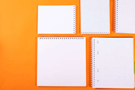 stationary concept on orange background