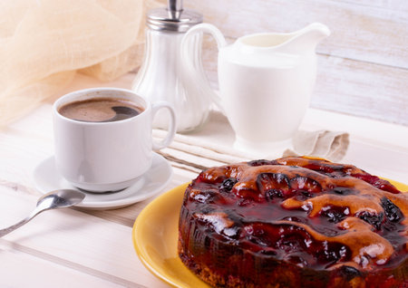 delicious freshly baked berry pie on a rustic backgroundの写真素材