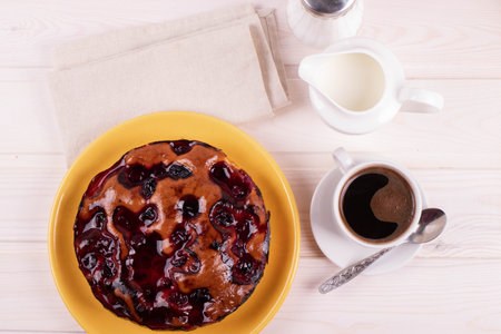 delicious freshly baked berry pie on a rustic backgroundの写真素材