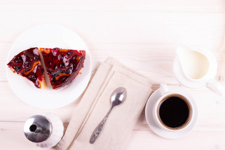delicious freshly baked berry pie on a rustic backgroundの写真素材