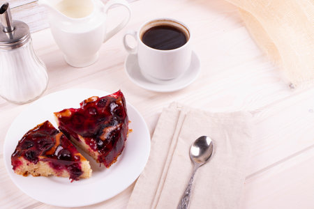 delicious freshly baked berry pie on a rustic backgroundの写真素材