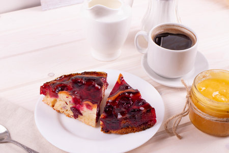 delicious freshly baked berry pie on a rustic backgroundの写真素材
