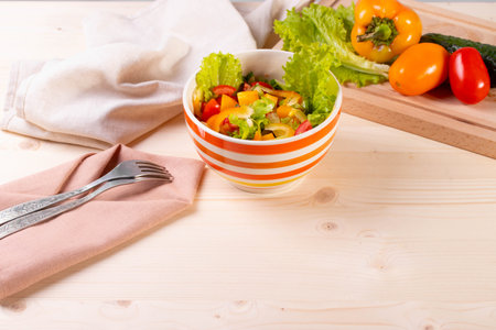 fresh vegetable salad as healthy eating conceptの写真素材