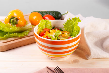 fresh vegetable salad as healthy eating conceptの写真素材
